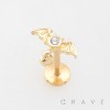 BAT WINGS SMALL DANGLING CHARM 316L SURGICAL STEEL THREADLESS PUSH-PIN LABRET SET